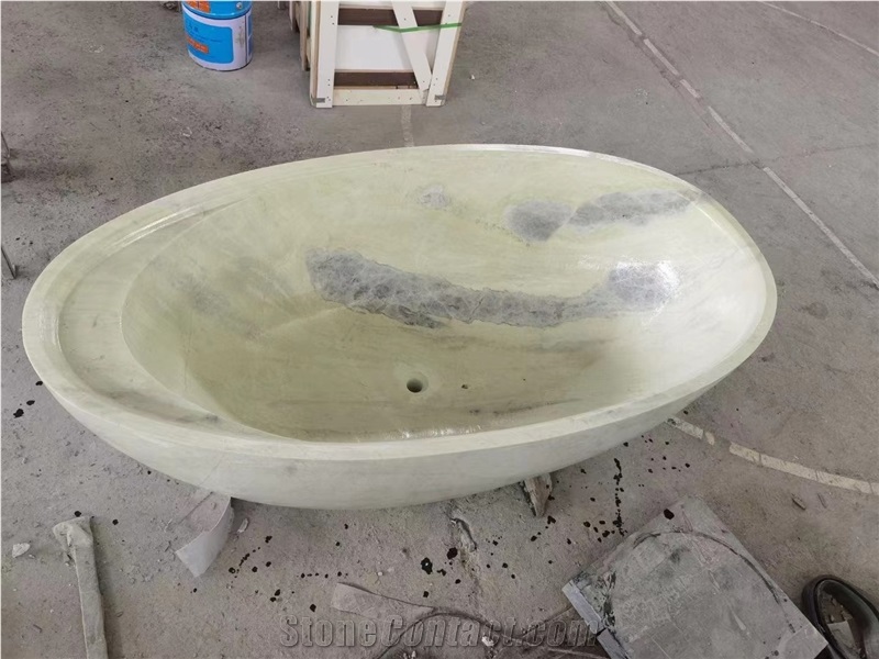 Solid Marble Green Jade Bathtub For Resorts And SPA