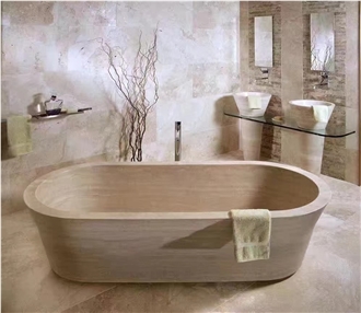 Solid Pink Marble Rosa Portugal Freestanding Bathtub For SPA