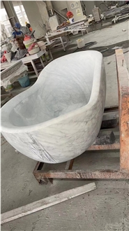 Stocking Vessel Design Bianco Carrara Marble Bathtub