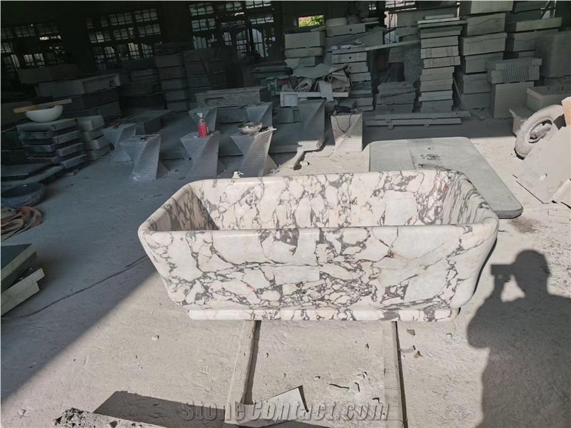 Vessel Design Solid Beige Travertine Bathtub For Resorts
