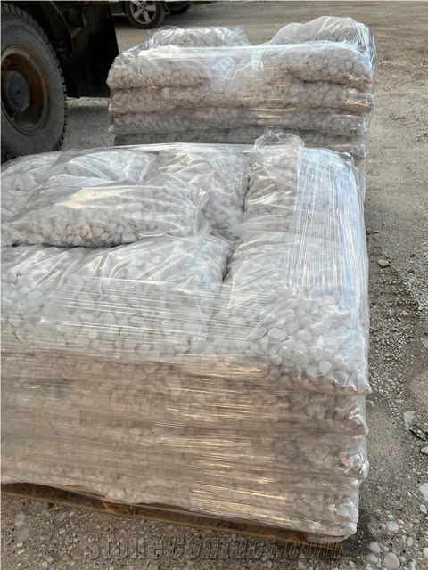 Tumbled Prilep White Marble Stone Pebbles - €130 /Tons