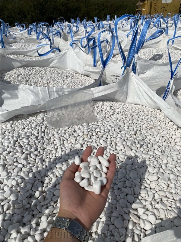 Tumbled Prilep White Marble Stone Pebbles - €130 /Tons