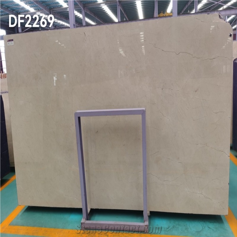 Crema Marfil Marble Slab Tiles Creamy Veins Interior Decor