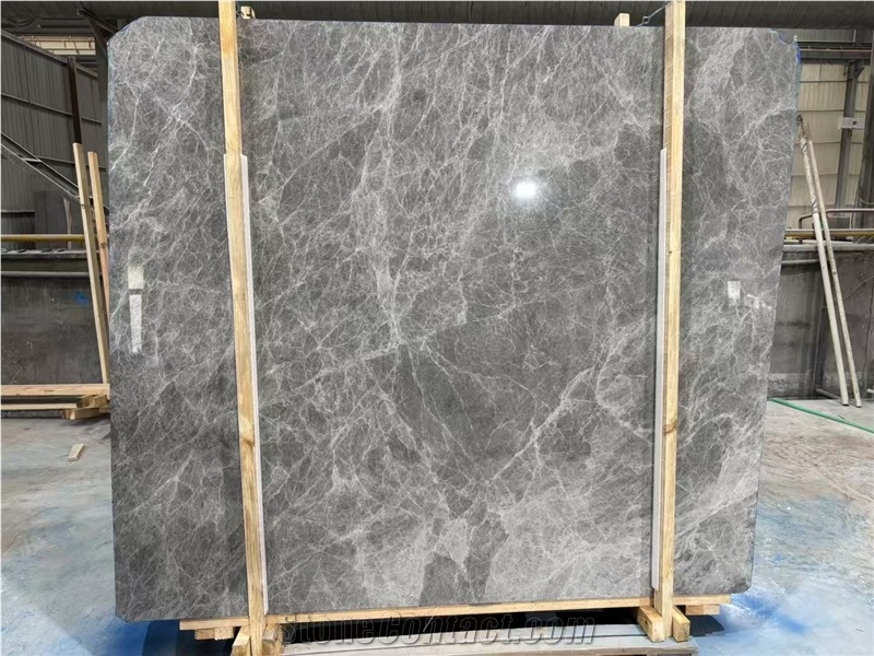 Hermes Grey Natural Slab Tiles Elegant Gray Veins Design