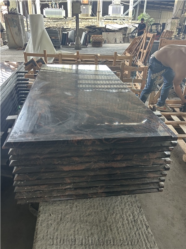 Polished Indian Aurora Granite Slabs