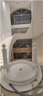 Grand Beige Marble Stairs In Spiral Desings
