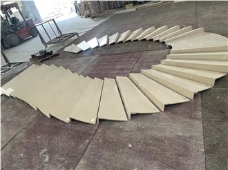 Grand Beige Marble Stairs In Spiral Desings