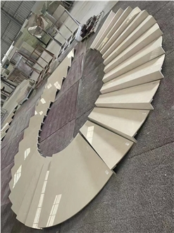 Grand Beige Marble Stairs In Spiral Desings