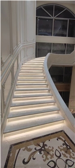 Grand Beige Marble Stairs In Spiral Desings