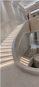 Grand Beige Marble Stairs In Spiral Desings