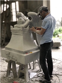 Natural Stone Handicraft Elephants For Entrance Doors