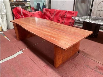 Red Travertine Long Dining Table