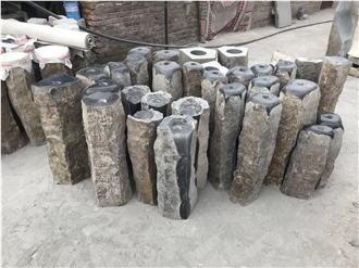 Rock Black Stone Pedestal Post Fountains