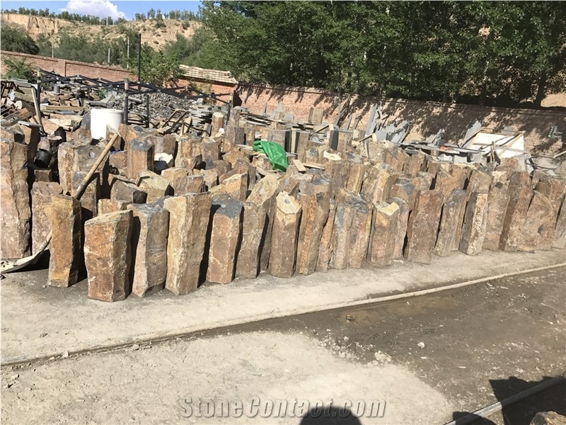 Rock Black Stone Pedestal Post Fountains