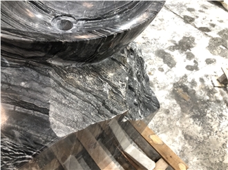 Solid Ancient Black Wood Marble Pederstal Basin