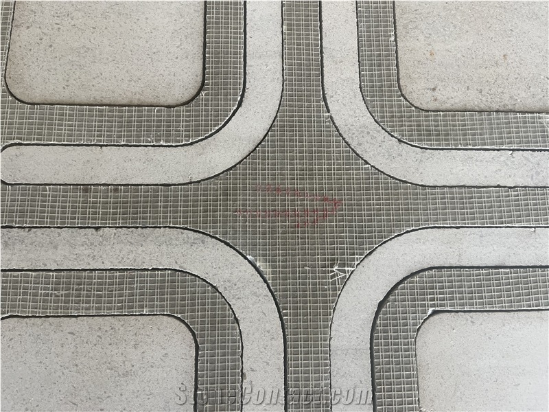 Square Shape Grey Marble Waterject Marble  Medallion