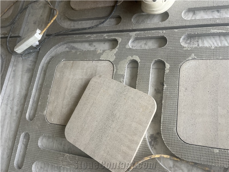 Square Shape Grey Marble Waterject Marble  Medallion