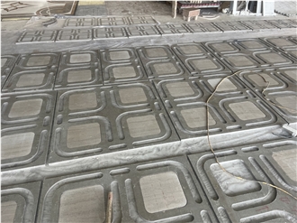 Square Shape Grey Marble Waterject Marble  Medallion