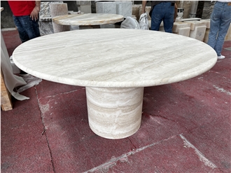 Super White Travertine Round Dining Tables