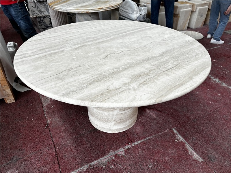 Super White Travertine Round Dining Tables