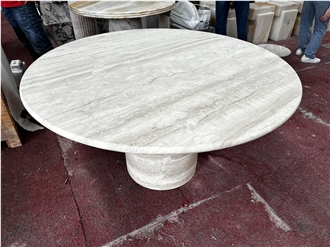 Super White Travertine Round Dining Tables