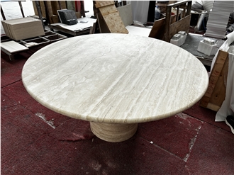 Super White Travertine Round Dining Tables