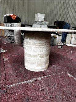 Super White Travertine Round Dining Tables