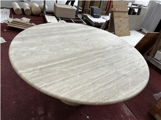 Super White Travertine Round Dining Tables
