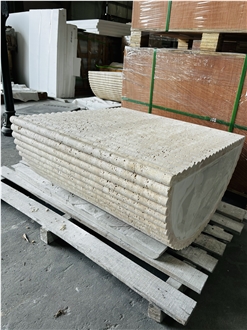 Travertine Fluted Edge Table Base In Half Arched Design