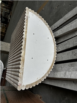 Travertine Fluted Edge Table Base In Half Arched Design