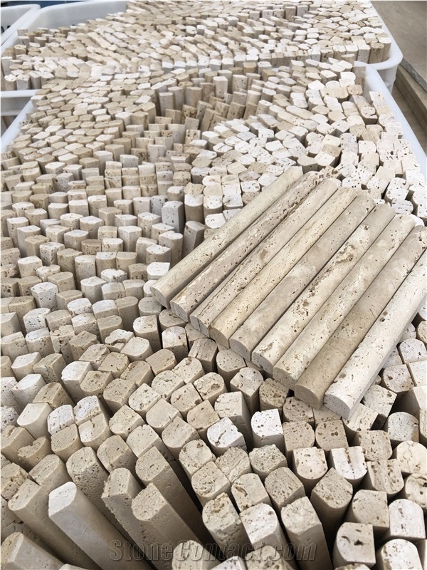 Classic Travertine Honed Flutes Mosaic Pattern