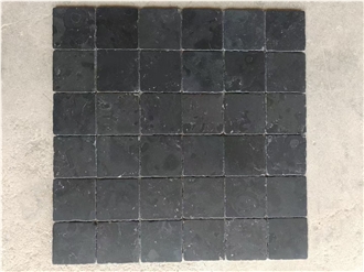 Tumbled Honed Black Limestone Tiles