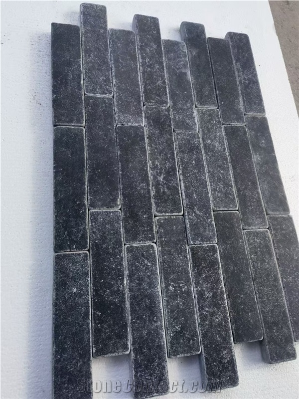 Tumbled Honed Black Limestone Tiles