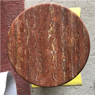 Home Decor Red Travertine Round Side Table