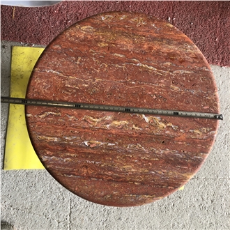Home Decor Red Travertine Round Side Table