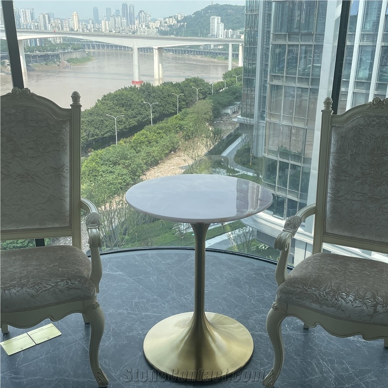 Living Room Decor Luxury Pink Jade Marble Coffee Table