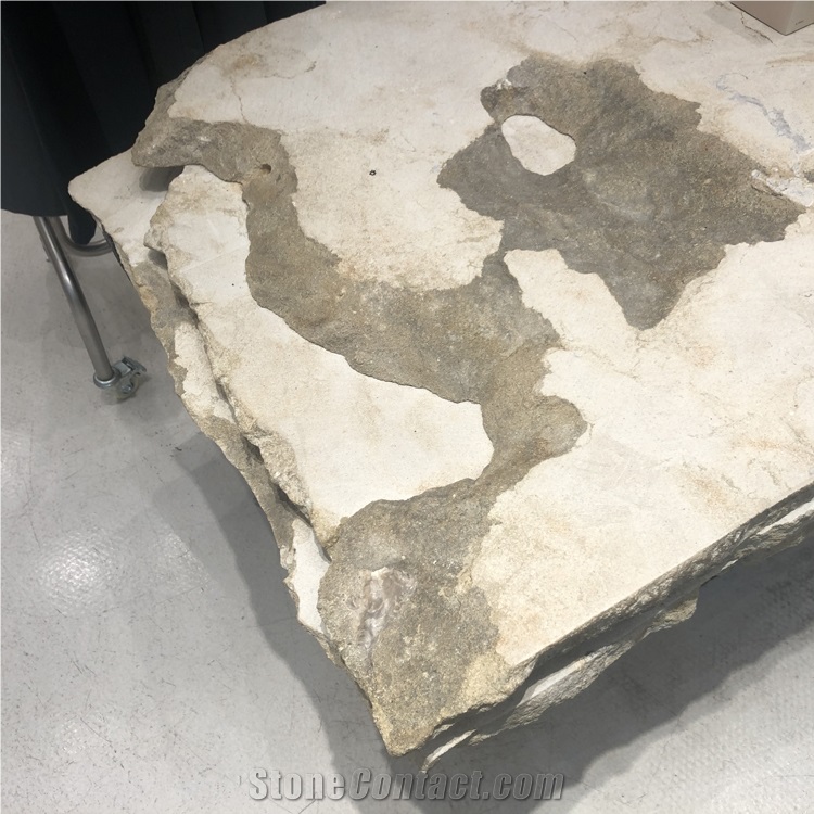 Natural Marble Commercial Table, Beige Marble Display Table