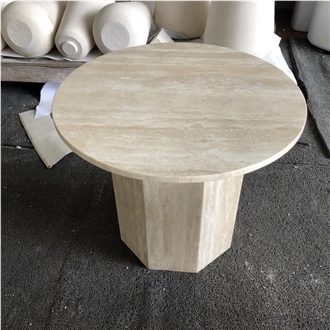Nordic Simple Style White Travertine Coffee Table
