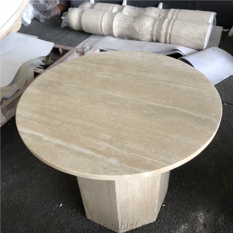 Nordic Simple Style White Travertine Coffee Table