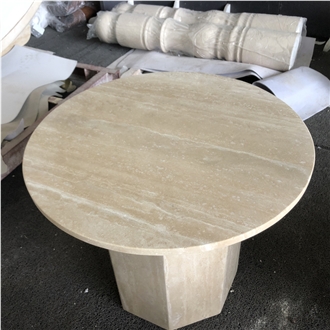 Nordic Simple Style White Travertine Coffee Table