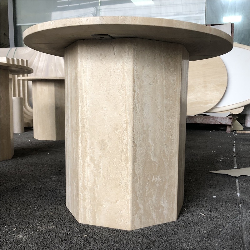 Nordic Simple Style White Travertine Coffee Table