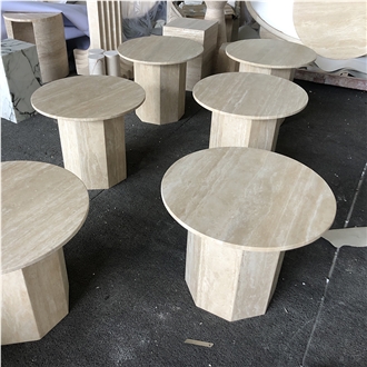 Nordic Simple Style White Travertine Coffee Table