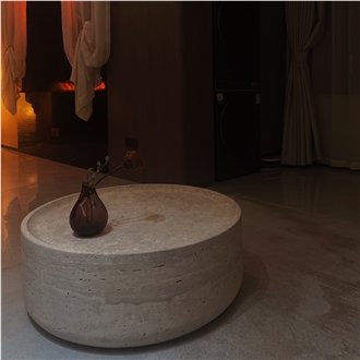 Bowl-Shaped White Travertine Commercial Furnitures