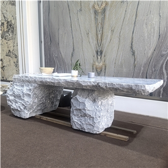 Split-Edge Bruce Grey Marble Table