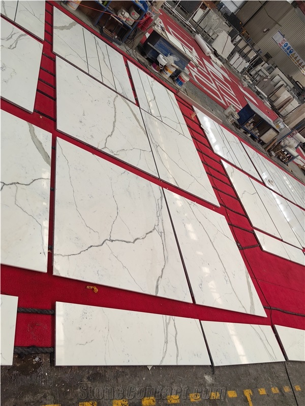 AST Polished Surface Calacatta White Marble Tiles For Walls