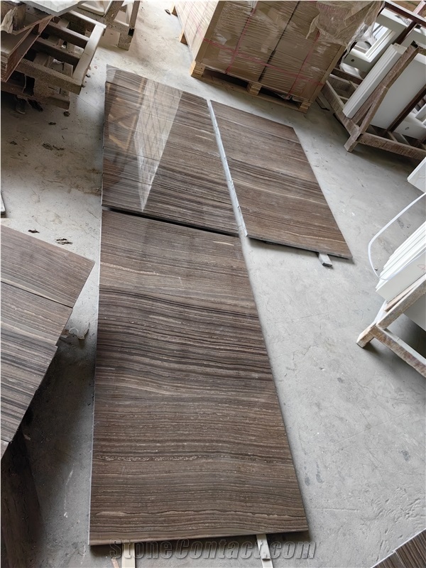 GOLDTOP Obama Wood Grain Brown Marble Tiles For Hotel