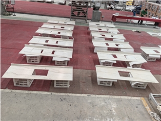 Luxury Guangxi White Marble Bathroom Countertops