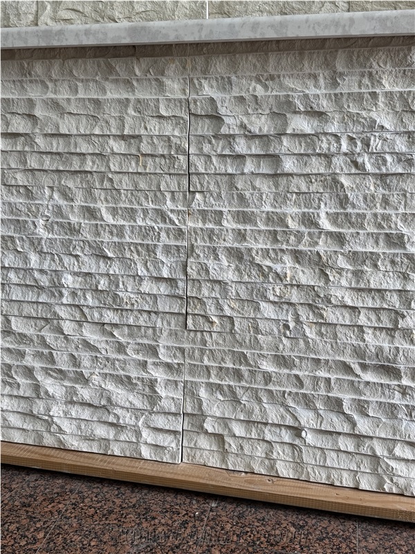 Limestone Vratza Rustika, Bulgaria White Limestone Chiseled Wall Tiles