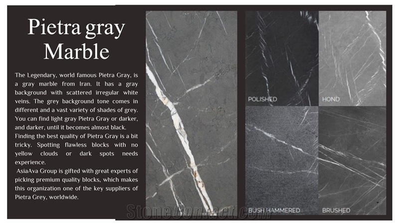 Pietra Grey Marble Slabs