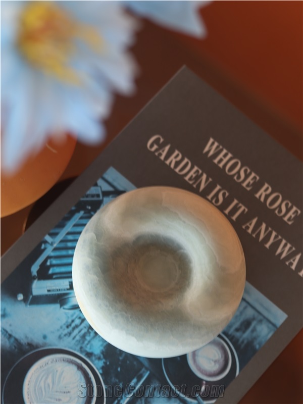 Blue Donut Shaped Onyx Stone Tray Home Decor Products